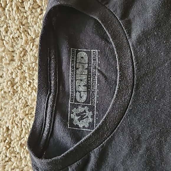 GRIND hand printed in USA, black Tshirt, size M - Picture 3 of 7